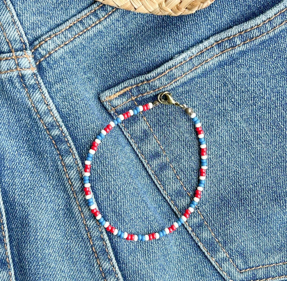 Tiny beads Anklet, bold vibes ❤️💙