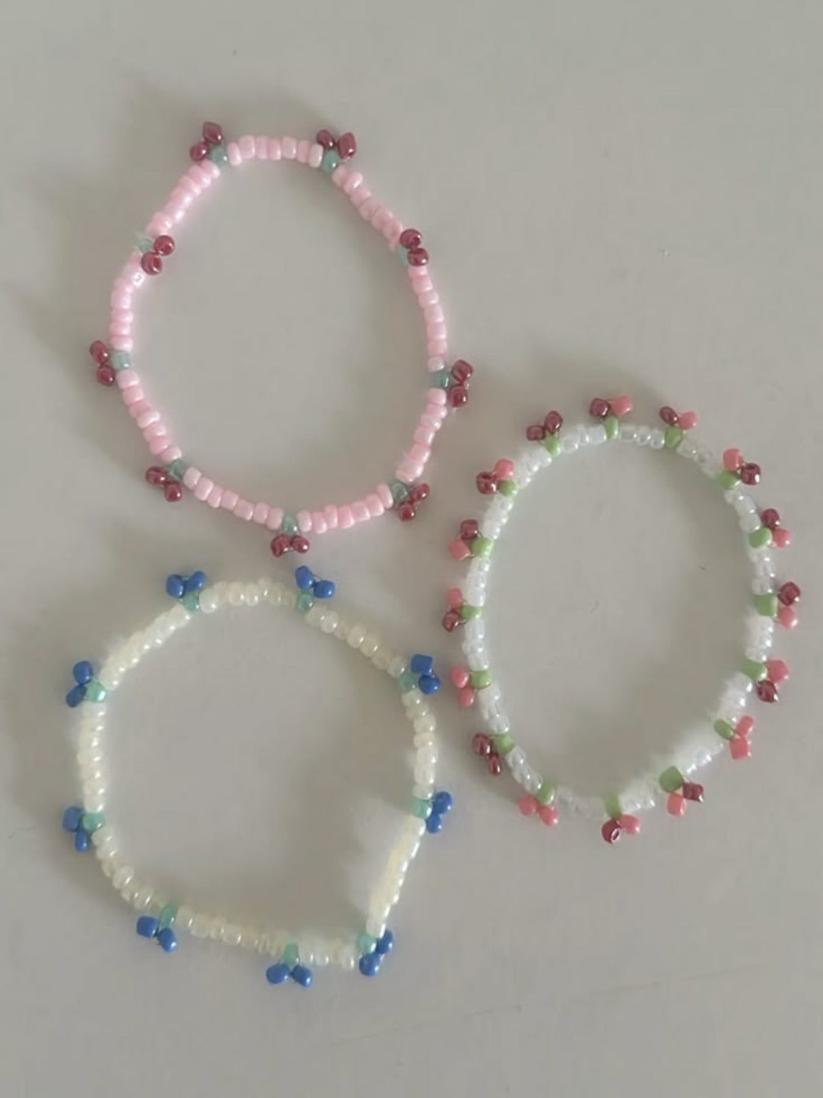3 Cherry Beaded Bracelet