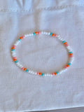 🧡✨ Orange & White Beaded Bracelet